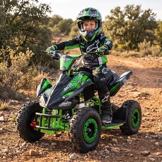 Actionbikes Motors Kinder Quad Elektro ATV Racer (Schwarz/Grün) | 36 Volt 1000 Watt Motor bis 24 km/h | Kinderquad | Pocket Quad | Safety Touch Fußschalter | Für Kinder ab 8 Jahren