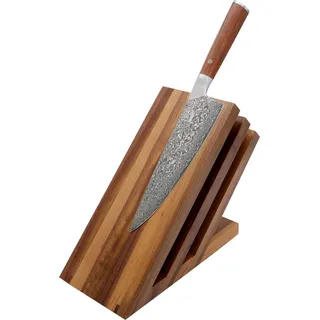 Zayiko hochwertiger magnetischer Messerblock Messerbrett Fächer Nussbaum für bis zu 6 Messer