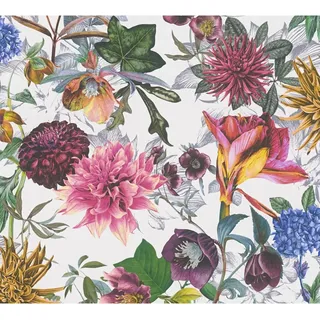Vliestapete Blumenoptik Floral Matt glatt Lila Weiß FSC®
