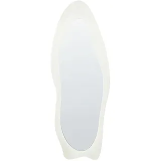 Beliani Wandspiegel Samtstoff weiß asymmetrisch 57/160 cm Reigny , Weiß , Textil , Freiform , 57x160x4 cm , Spiegel, Wandspiegel