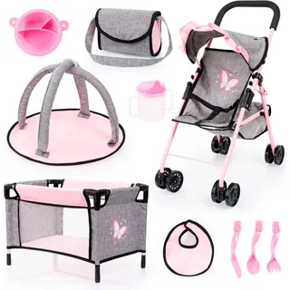 Bayer Design 10-in-1 Puppenwagen Set mit Reisebett«, rosa