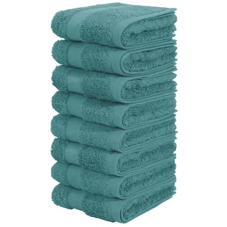 Gästehandtücher OTTO HOME "Vanessa, 8 Gästehandtücher, 30x50cm, in Standard- und Premium-Qualität", petrol, B:50cm L:30cm, Walkfrottee, Obermaterial: 100% Baumwolle, Handtücher, Gästehandtücher, Handtücher mit Bordüre, 100% Baumwolle, einfarbig, weich