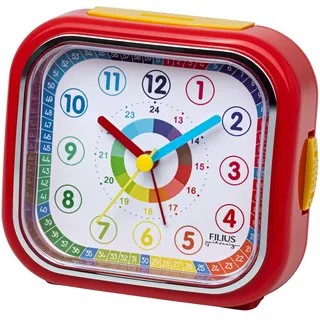 FILIUS zeitdesign Kinderwecker Quarzwecker, Lernwecker,Schulanfang,Schlafzimmer, schleichende Sekunde, rot