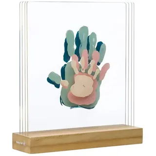 Baby Art Family Prints Design Bilderrahmen, Holz Fotorahmen für Handabdruck Fußabdruck vom Baby und der ganzen Familie, inkl. Acryl Farbe, dermatologisch getestet, Maße 20 x 21,6 x 6 cm