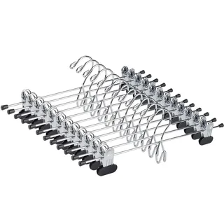 Amber Home 12 Stück robuste Metall-Hosen-Rock-Kleiderbügel, stapelbar, zusätzliche Metall-Kleiderbügel mit 2 verstellbaren Clips, kaskadierende Clip-Kleiderbügel, Slacks (großer Clip, 12)