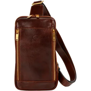 Time Resistance Brusttasche Leder Herren - Stylische Umhängetasche - Sling Bag - Rücken & Brust - 100% Leder - Italienische Handwerkstradition