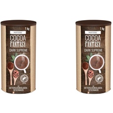 Cocoa Fantasy Dark Supreme, Dunkle Trinkschokolade, 1kg Kakao Pulver für heiße Schokolade, 40% Kakaoanteil (Packung mit 2)