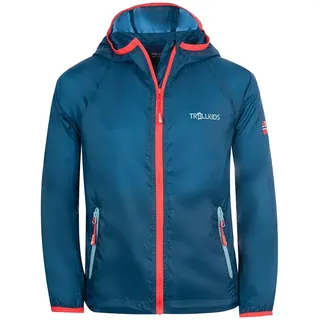 Trollkids Fjell Running Jacke - Petrol / Spicy Red - 104 cm