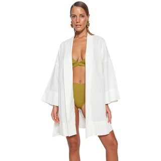 Trendyol Damen Weiß Kimono & Kaftan Relaxed Fit, 36 EU