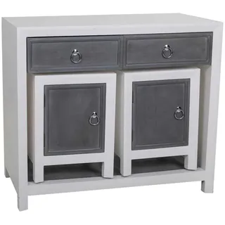 Wanderlust Konsole und Hockers aux holz, 3er-Set, grau , Multicolor , Holz , 90x76x40 cm , Wohnzimmer, Wohnzimmertische, Konsolentische