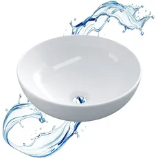 Starbath Plus - Keramik-Waschtisch - Rund - Weiß - Ohne Bohrer - Maße 40 x 40 x 15 cm - Ideal für Arbeitsplatten in Badezimmern und Toilettenmöbeln