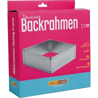 DECOCINO Backrahmen – ausziehbar – Edelstahl Kuchenform, 7 cm hoch – ideal zum Backen, Formen & Schichten von Geburtstags-Kuchen, Hochzeits-Torten