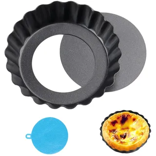 ztowoto Quicheform 8cm,Tarteform Mit Hebeboden,FöRmchen Abnehmbare Tartelette Basis,Sicherheit Tortenboden Backform,Obstkuchenform,Quiche Form,Tortenbodenform(8cm*1,Schwarz)