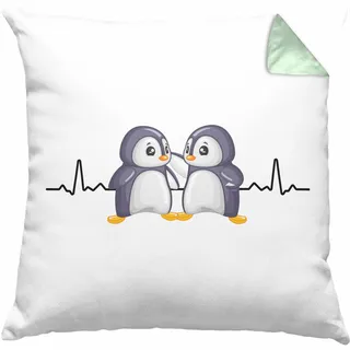 Pinguin Kissen mit Füllung 40x40 Herzschlag Geschenkidee Mädchen (Grün)