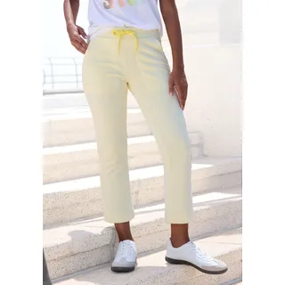 Sweathose ELBSAND "Vanya aus bequemer Sweatware", Damen, Gr. L (40), N-Gr, gelb, Sweatware, Obermaterial: 95% Baumwolle, 5% Elasthan, unifarben, figurumspielend 7/8-Länge, Hosen Sweathose, bequeme 7/8 Hose, Schlupfhose aus kuscheliger Sweatware, Jogginghose