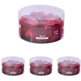DONAU HOME Lackiert Schwimmkerzen Herz-form/Metallic Rot / 12 Stück / 2,8 x Ø 4,8 cm / 4 Stunden Brenndauer/Schwimmkerze Wachs Sans parfum/Schwimmende Warme Teelichter Kerzen/für Valentinstag