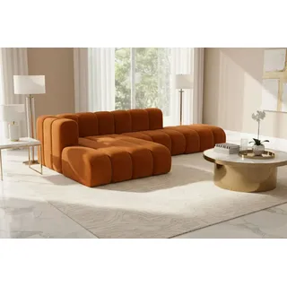 kaiser möbel Ecksofa L-form mit Hocker, Grand Mini, Stoff Salvador, Braun, Links - Braun