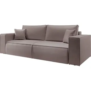 Selsey Farese Cuero – Schlafsofa 3-Sitzer mit Bettkasten, Kunstleder, Dunkelbeige, - Beige