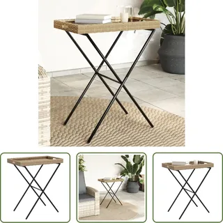 The Living Store Tabletttisch Klappbar Beige 65x40x75 cm Poly Rattan - Beige