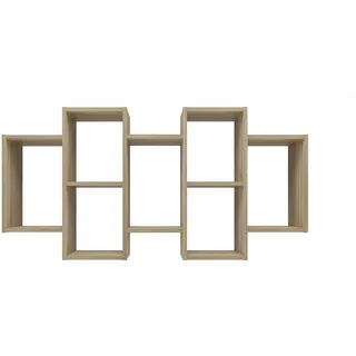 CDF Hängeregal Wandregal 129 cm mit 7 Fächern modernes Design offene Ablage für Wohnzimmer Büro Jugendzimmer dekorative Wandaufbewahrung Holzoptik - Eiche Sonoma