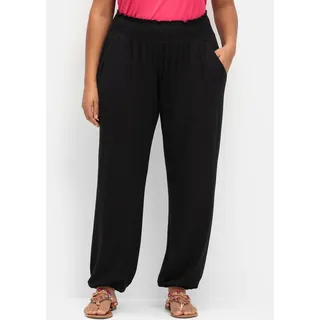 Schlupfhose SHEEGO, Damen, Gr. 48, Normalgrößen, schwarz, 95% Viskose, 5% Elasthan, unifarben, Hosen Schlupfhose