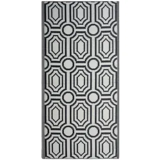 BELIANI Outdoor Teppich Schwarz Weiß Polypropylen 90 x 180 cm Modern Jacquardgewebt Rechteckig - Schwarz, Weiß