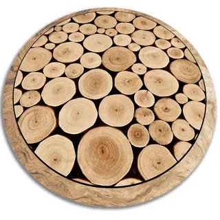 Tulup Vinyl Teppich Ø130 cm Kreuzung , Beige , Kunststoff , Rund , 130x130 cm , Teppiche und Böden, Teppiche, Outdoorteppiche