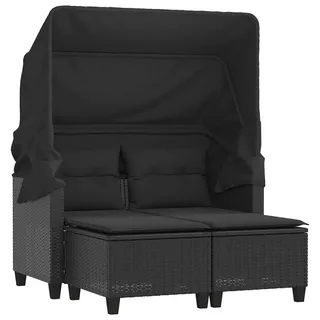 vidaXL Gartensofa 2-Sitzer Loungeset schwarz