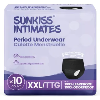 SUNKISS INTIMATES Einweg-Menstruationshöschen, Schwarz, XXL, 10 Stück
