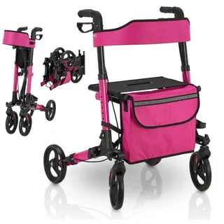 Juskys Aluminium Rollator Vital mit Sitz Lila
