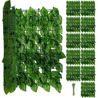 Yakimz 1*3M Sichtschutzhecke Windschutz Efeu Sichtschutz Balkonverkleidung Blätterzaun,Künstliche Hecke Sichtschutzhecke Pflanzen Hecke Wanddekoration,Wassermelonenblätter - Grün
