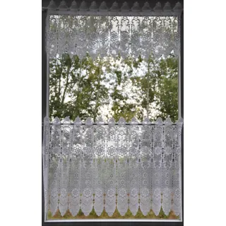 Scheibengardine STICKEREIEN PLAUEN "Blumenpanneau" Gr. 1, weiß, B:95cm H:34cm, Polyester, Gardinen, Scheibengardine, mit echter Plauener Spitze Stickerei
