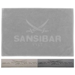Sansibar Badematte 50x80 cm – Badvorleger, Badteppich aus Reiner Baumwolle – Oeko-TEX, rutschfest und waschbar – Sylt-Design - Silber