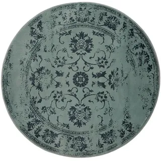 benuta Vintage-Teppich Suki ø 120 cm rund , Türkis , Kunststoff , Vintage , Rund , 120x120 cm , Oeko-Tex® Standard 100 , für Fußbodenheizung geeignet, in verschiedenen Größen erhältlich, pflegeleicht , Teppiche und Böden, Teppiche, Vintageteppiche