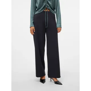 Schlupfhose VERO MODA "VMBERLIN ZAMIRA MW WIDE PANT NOOS", Damen, Gr. XS (34), Länge 32, blau (blau graphite), Milano Rib, Obermaterial: 95% Polyester, 5% Elasthan, unifarben, loose fit normal, Hosen Schlupfhose, mit Stretch