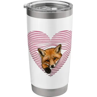 Süßer Fuchs im Herzen Retro Woodland Lover Vintage Style Doppelwandiger Edelstahl-Thermobecher