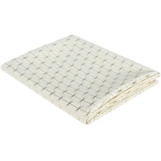 Home Deco Factory TX9184 Tischdecke, aus Baumwolle, geometrisch, goldfarben, optimaler Schutz für Ihre Mahlzeiten, moderner und ländlicher Stil, ideal für 6 Personen, 140 x 250 cm, Weiß, Gold