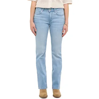 Bootcut-Jeans MUSTANG "Damen Style Shelby Slim Boot", Damen, Gr. 29, Länge 34, 201 hellblau, 80% Baumwolle, 15% Lyocell, 4% Elastomultiester, 1% Elasthan, unifarben, bootcut fit, Jeans Bootcut-Jeans