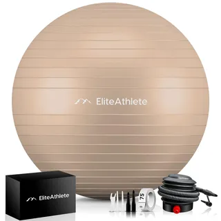 EliteAthlete Gymnastikball Sitzball Büro ergonomisch mit Anti Burst System - Fitness Pilates Schwangerschaft - Schwangerschaftsball Fitnessball Yogaball - Yoga Ball 75cm inkl. Luftpumpe