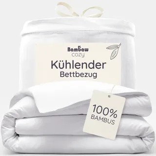 Bambaw Bambus Deckenbezug 260x240 cm, Allergiker Bettwäsche Sommer kühlend, hotelqualität, weich und hypoallergen, 100% Bambus Bettwäsche (Weiß)