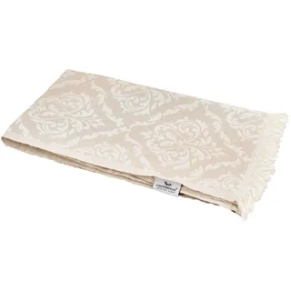 Carenesse Jacquard Hamamtuch Barock 90 x 175 cm beige I Edles Hamam Handtuch 100% saugfähige Baumwolle mit hochwertiger Webung I Pestemal/Fouta weich & zart I Leichtes Hamam Strandtuch kompakt