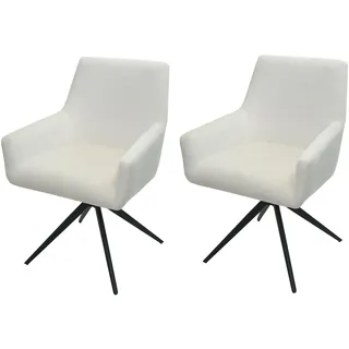 Mendler 2er-Set Esszimmerstuhl HWC-L91 Stoff creme-beige