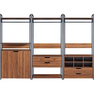 Garderobenständer 3er Set 'Larem' 1 Schrank 4 Schubladen 6 Fächer - Dunkelbraun