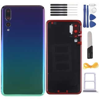 YHX-OU 6,1 Zoll Akkudeckel passend für Huawei P20 Pro Ersatz-Abdeckung + Installationswerkzeug (Aurora Blue)