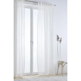 Jotex Ellen Multifunktionsgardine - hochwertige halbtransparente Leinen Gardinen für das Wohnzimmer (2er Set) - Weiß, 220 cm