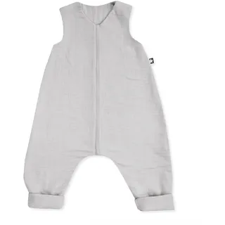 Julius Zöllner Schlafoverall Jumper Musselin 0,5 TOG Gr. 104 | 100% Baumwollmusselin | Oeko-TEX Standard 100 | grau