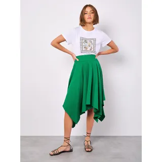 Stufenrock APRICOT "Hankyhem Skirt", Damen, Gr. M (38), grün, Obermaterial: 87% Viskose CV. 13% Polyamid PA., unifarben, Röcke Stufenrock, mit asymmetrischem Saum