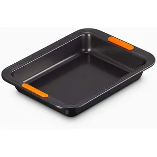 LE CREUSET Antihaft Backform, Rechteckig, 28 cm, Sauerteigbeständig, Aus Karbonstahl gefertigt, Anthrazit/Orange, 46079280010000