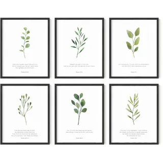 HAUS AND HUES Bibelversen Wanddekoration – Set mit 6 christlichen Wanddekorationen, Schrift, Wandkunst, Bibelvers, Poster, christliche Poster für Wand, ungerahmt (20.3x25.4 cm)