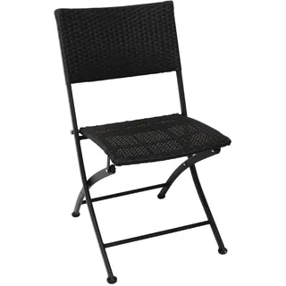 Bolero - GL303 Klappstuhl-Set aus Polyethylen-Geflecht, für Außenbereich, Garten, Terrasse, Catering, Veranstaltungen, schwarz, 2 Stück